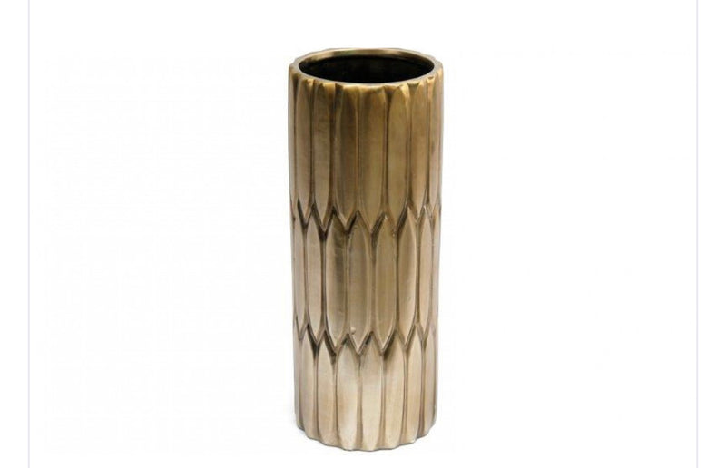 Gold textured ceramic vase