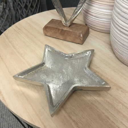 Silver aluminium metal star dish 2 sizes