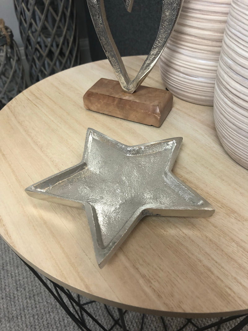 Silver aluminium metal star dish 2 sizes