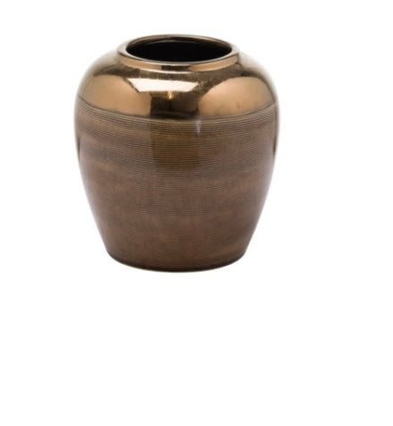 Bronze Chunky Squat Ribbed Vase