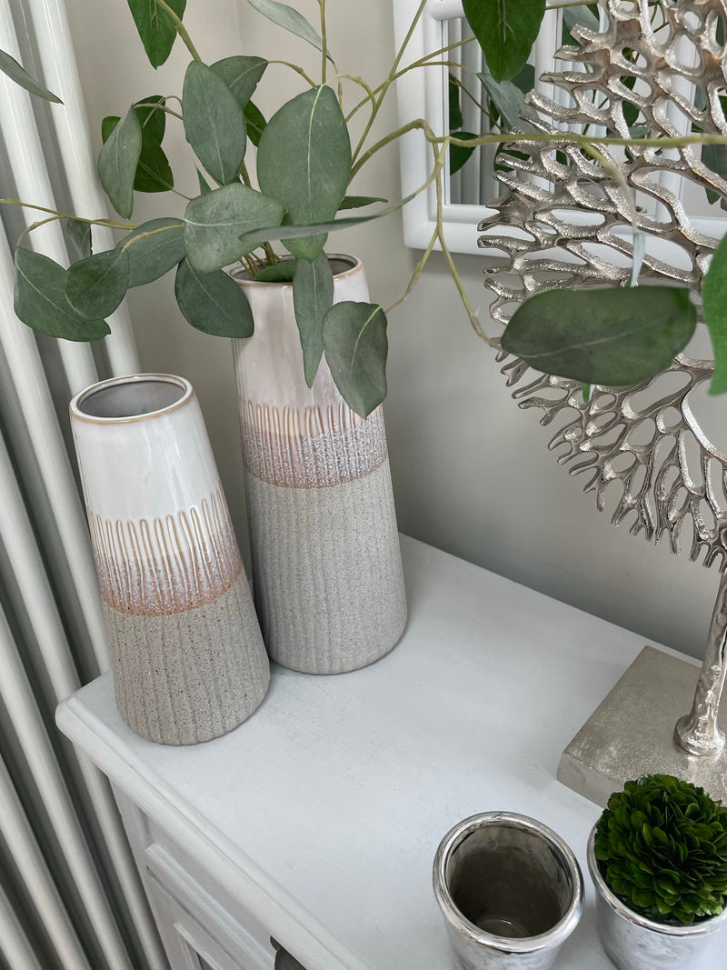 Natural grey sandstone two tone ombré vase