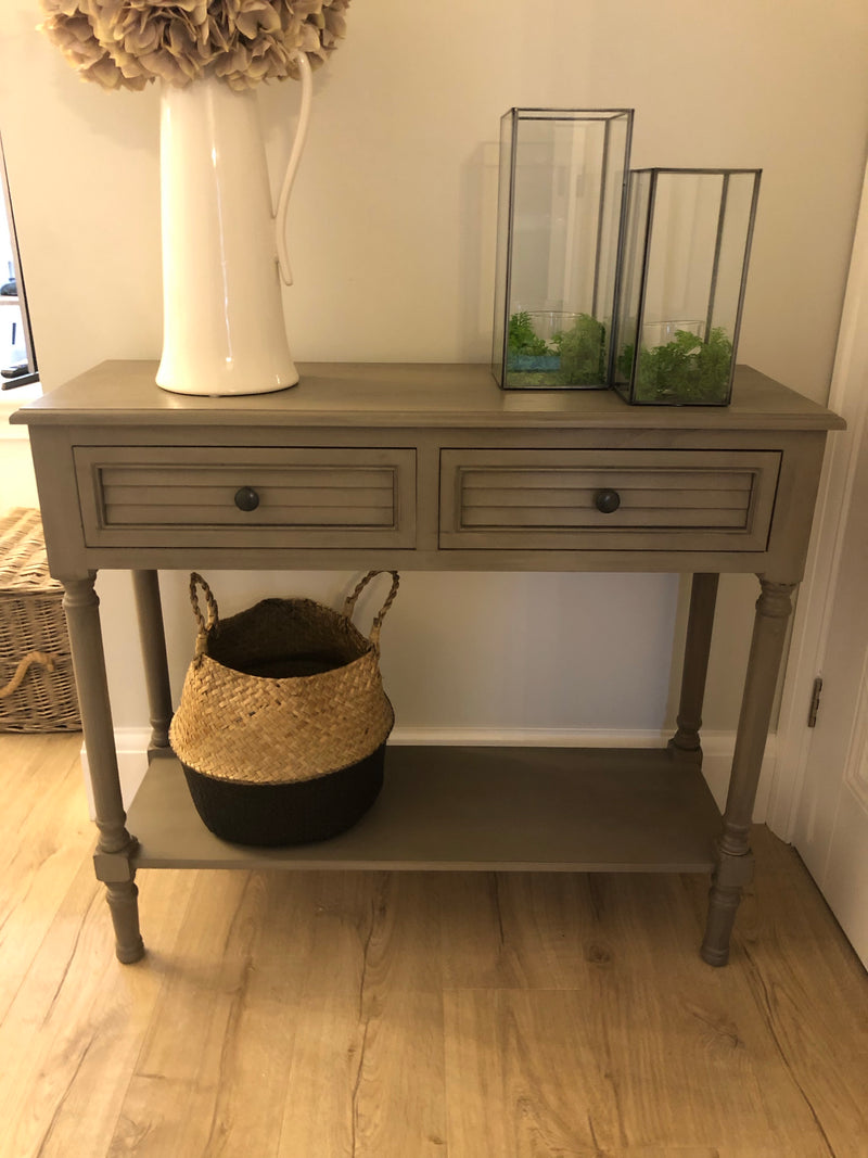 Taupe two drawer console