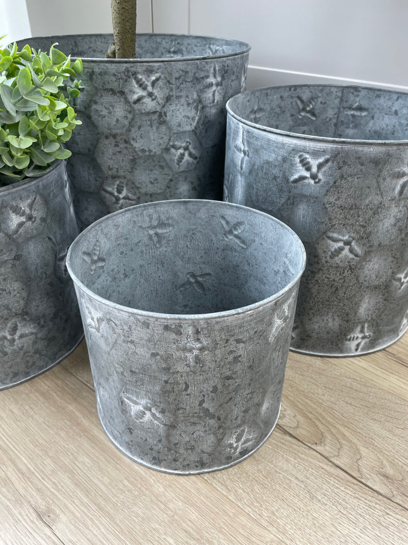 Zinc metal bee print metal planter