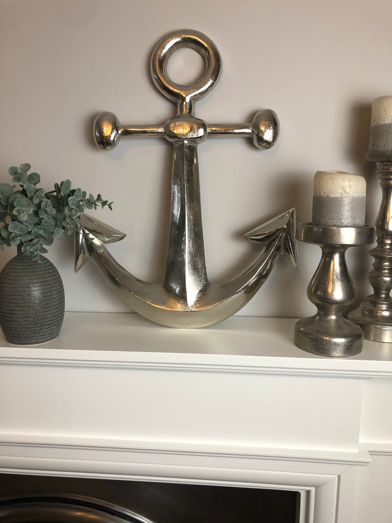 Large Silver Anchor wall decoration