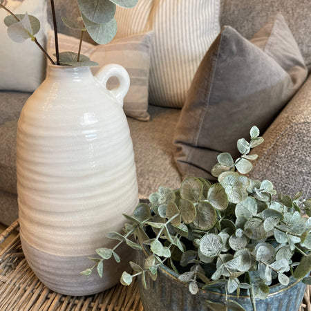 Grey and White Crackle Effect bottle jug vase