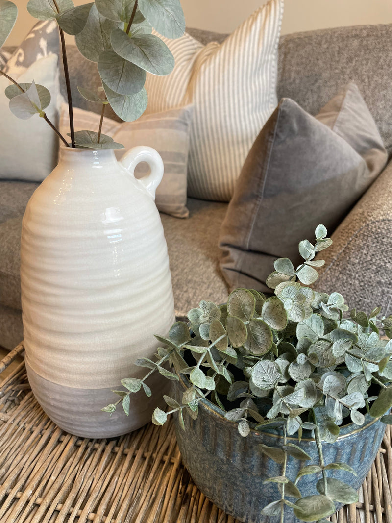 Grey and White Crackle Effect bottle jug vase
