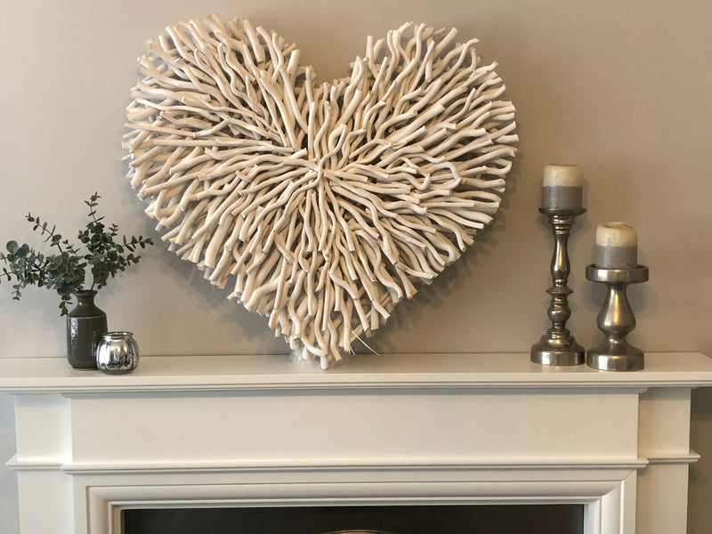 Huge white chunky twig heart