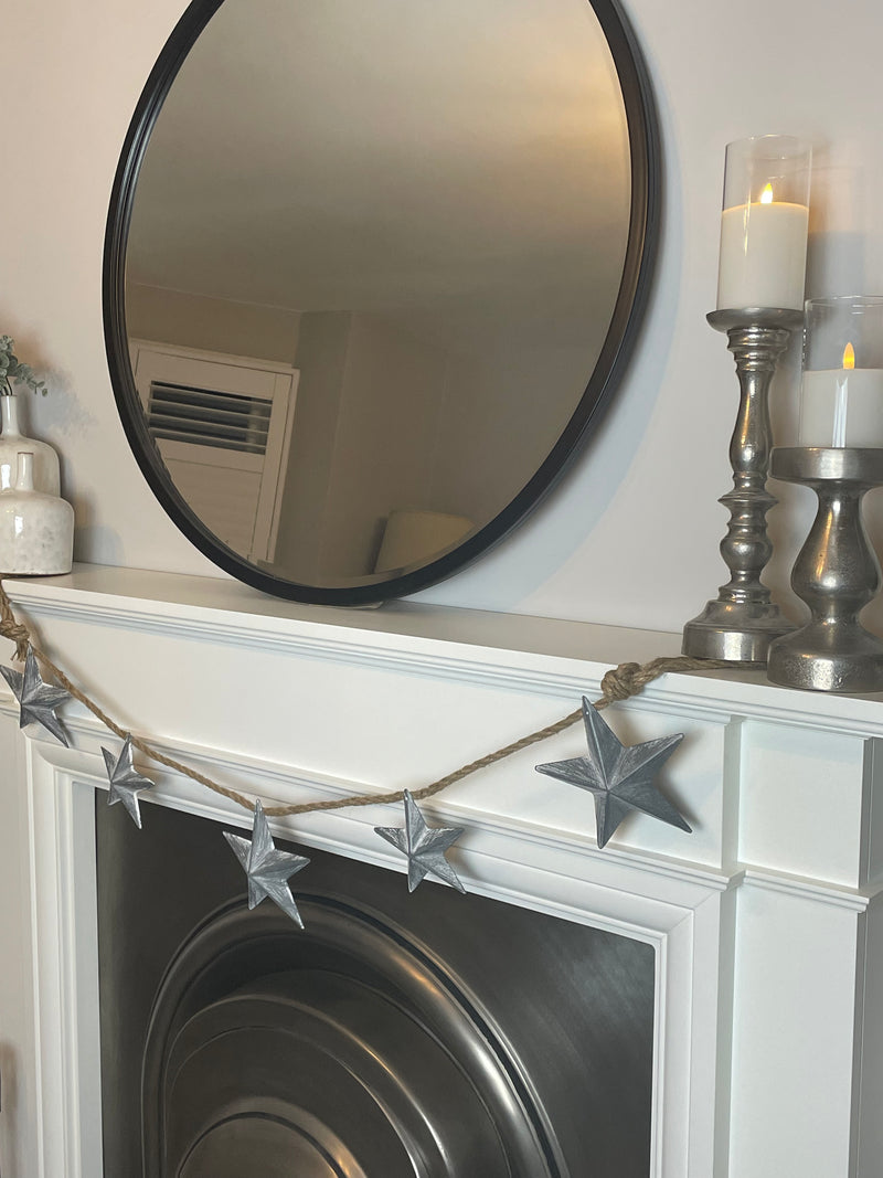 Grey White Wash Metal Star Garland