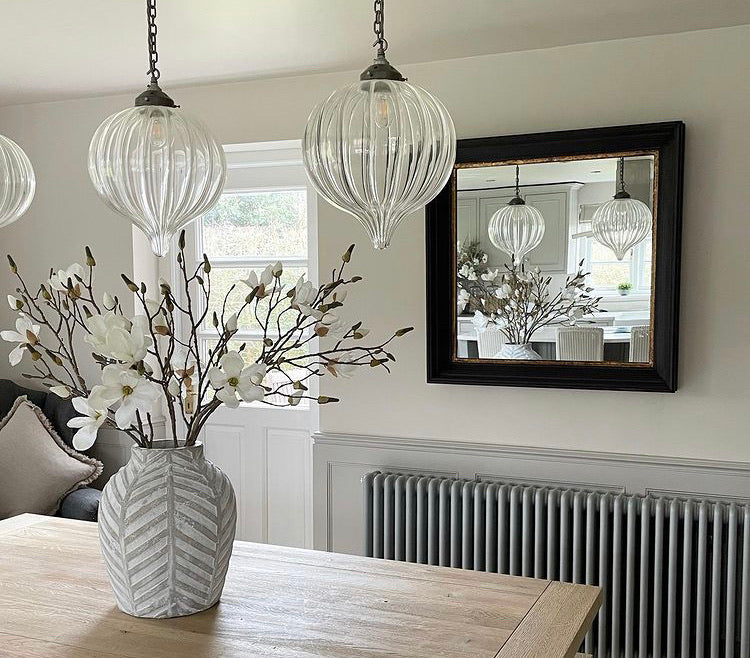 Bloomville large chevron stone rustic vase