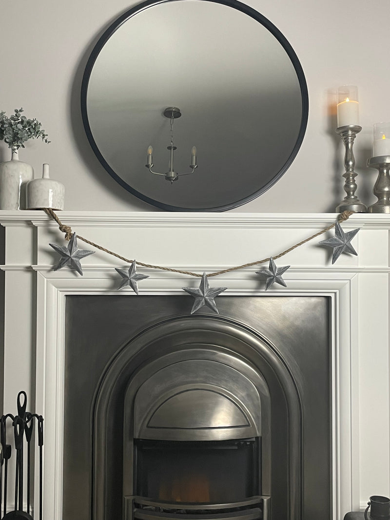 Grey White Wash Metal Star Garland