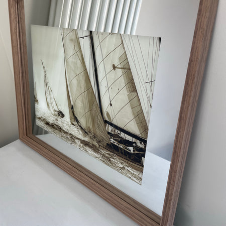 Large sail boat picture with wood frame B