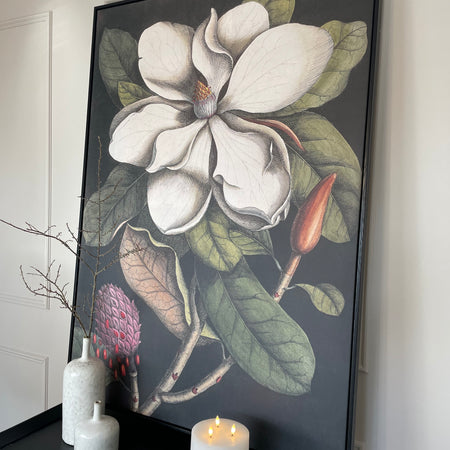 Large Black White Magnolia Canvas Print