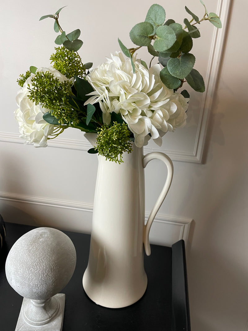 Tall Ivory Tudor Rose jug