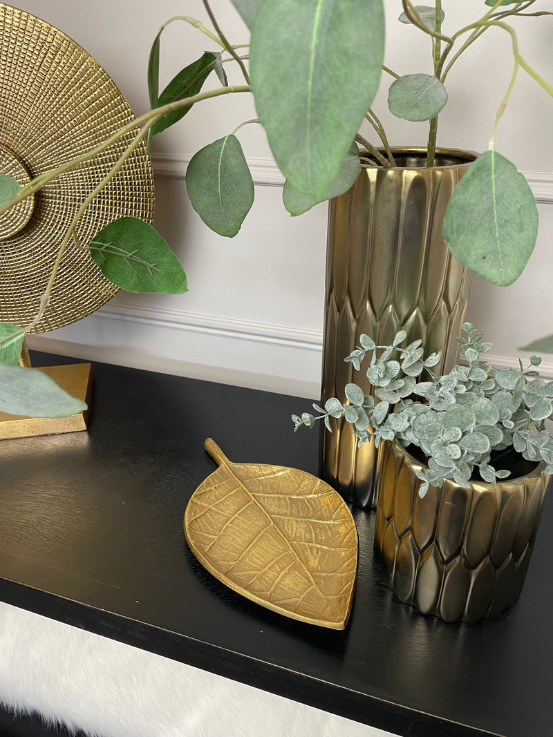 Gold textured ceramic vase
