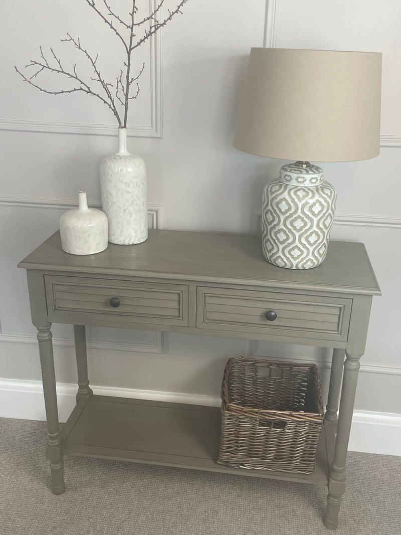 Taupe two drawer console