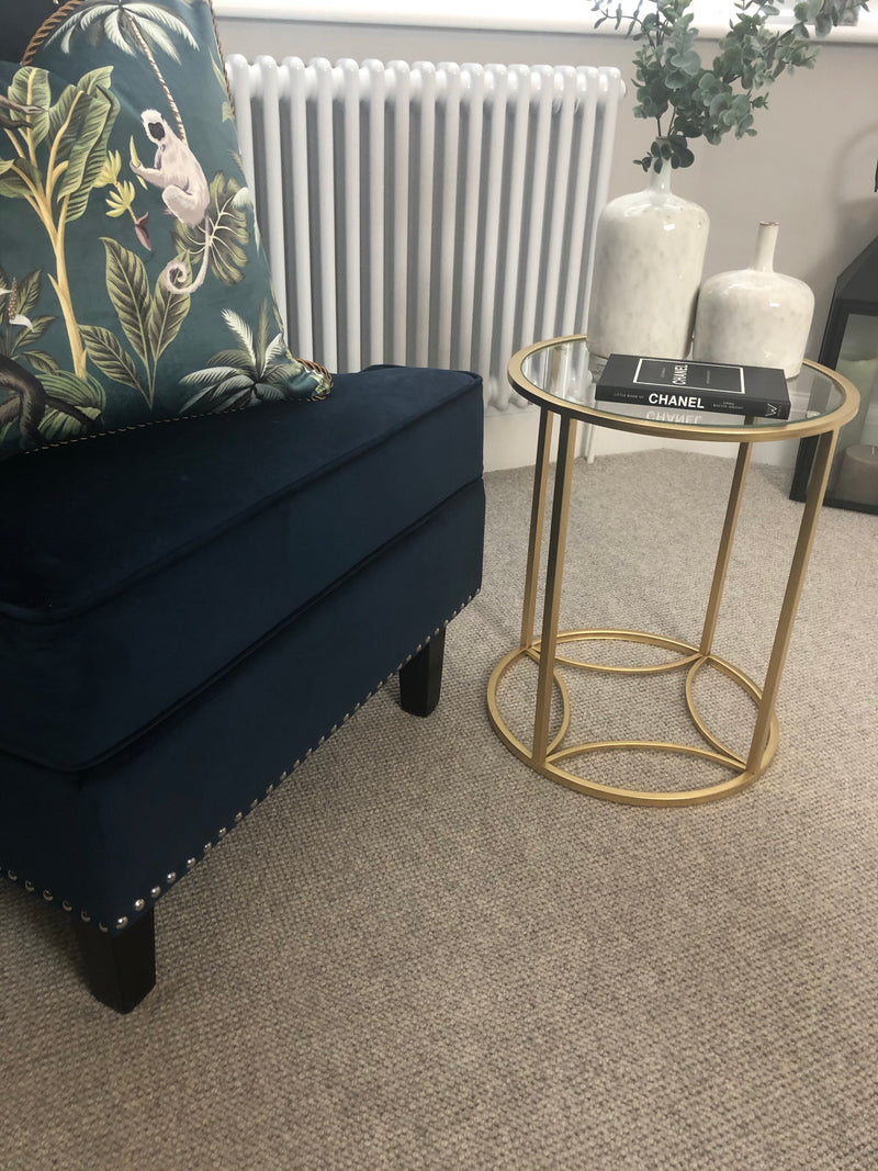 Gold glass round side table