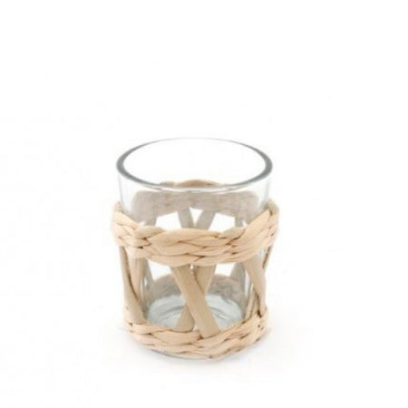 Bamboo Weaved Detail Candle Holder