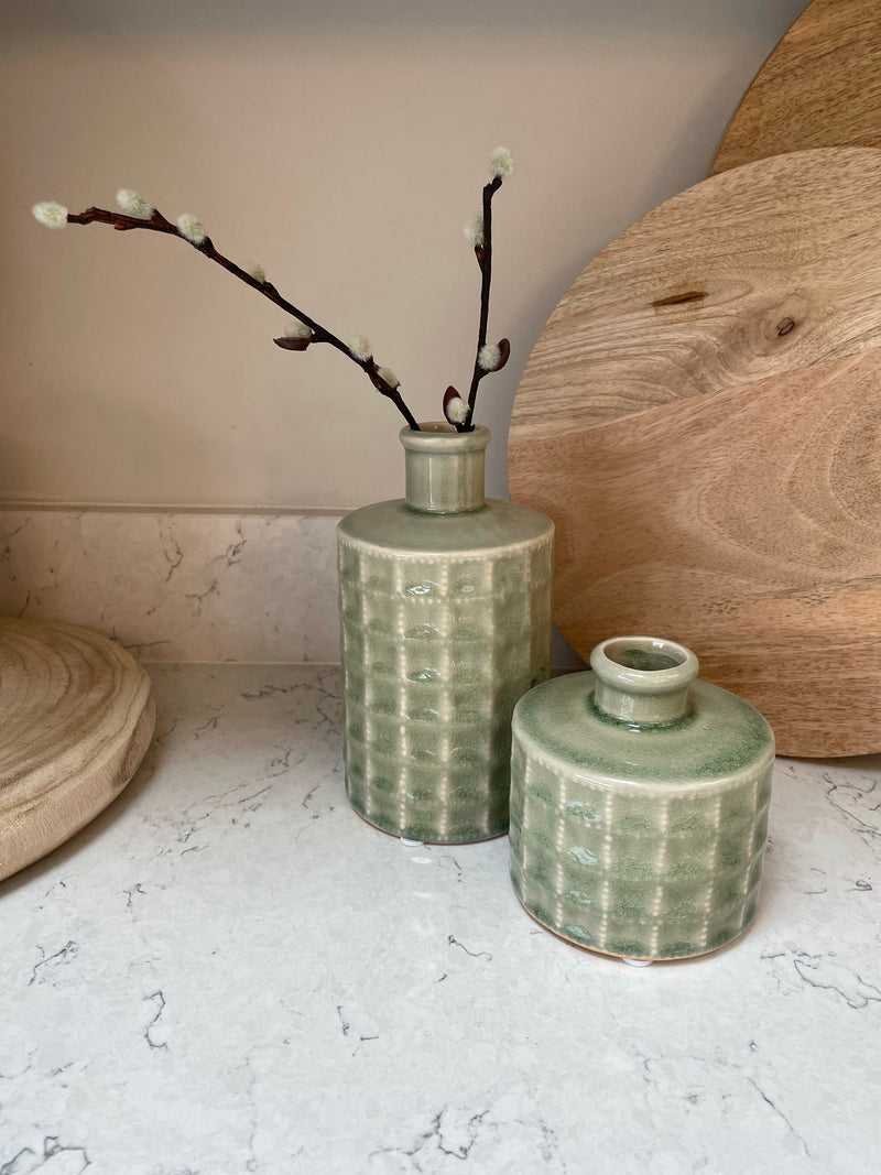 Sorrento pale green bottle vase, two sizes
