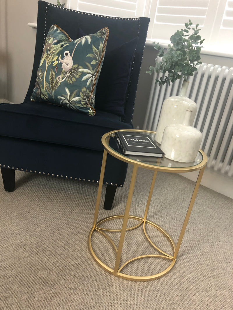 Gold glass round side table