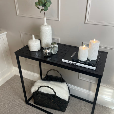 Black Metal Embossed Console Table