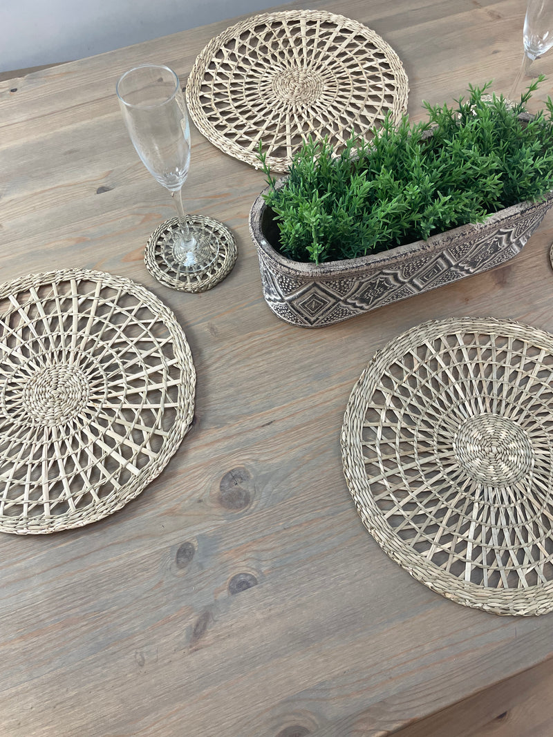 Seagrass Weave woven Round Placemats Set Of 4