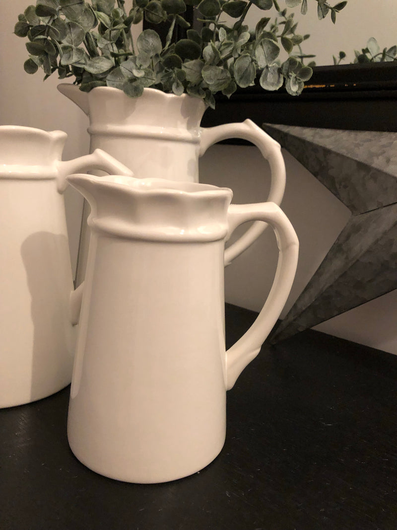 Medium White Porcelain ceramic Jug
