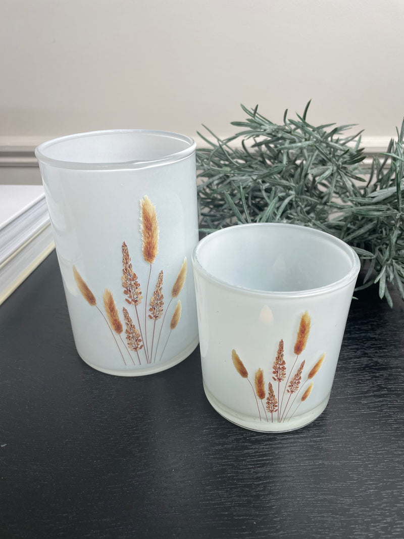 Small pampas grass candle holder