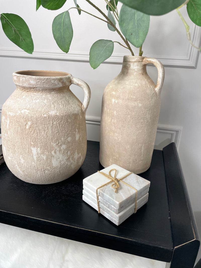Square marble two tone neutral coasters