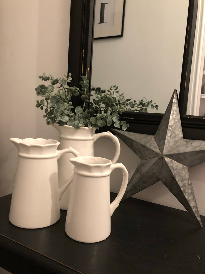 White Porcelain ceramic Jug scallop top 3 sizes