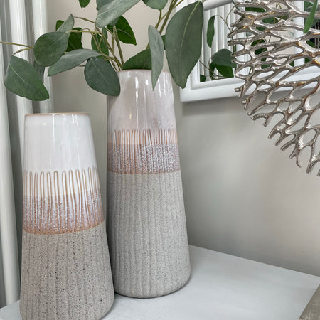 Natural grey sandstone two tone ombré vase