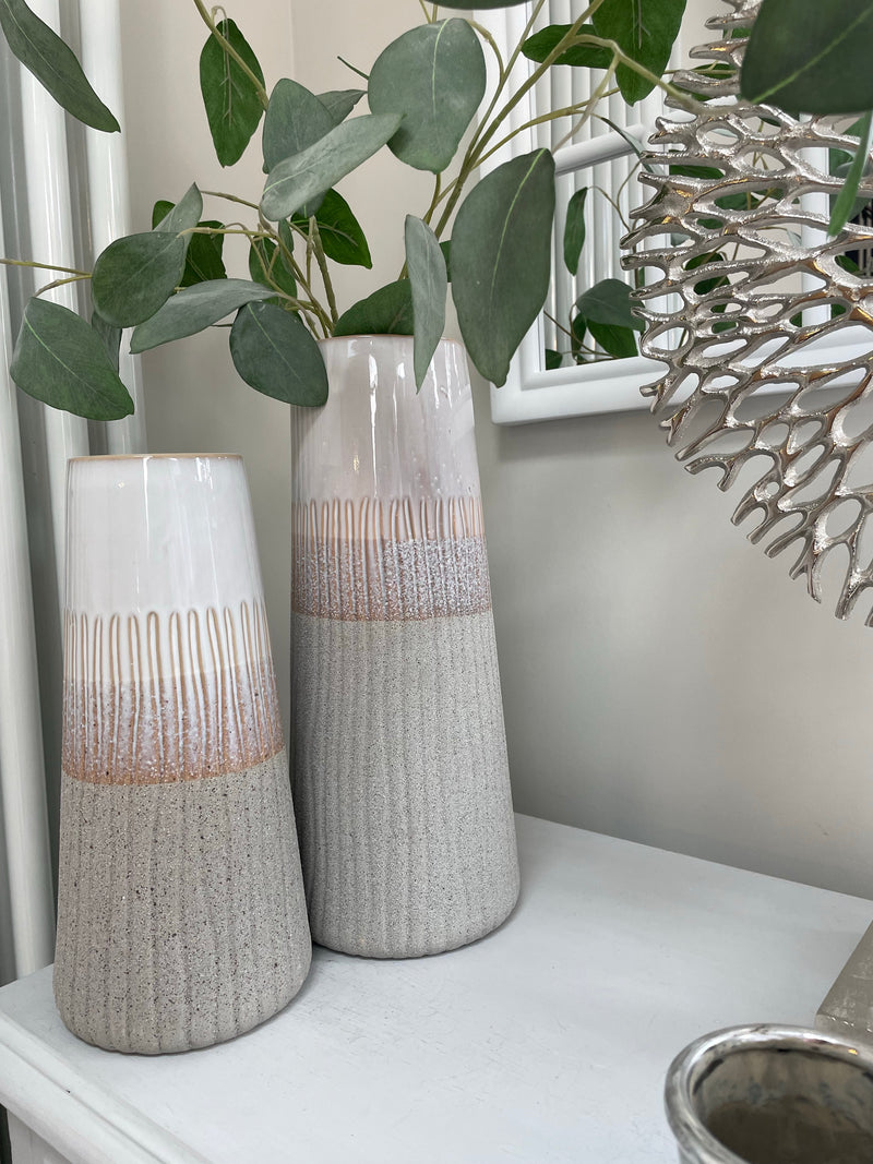Natural grey sandstone two tone ombré vase