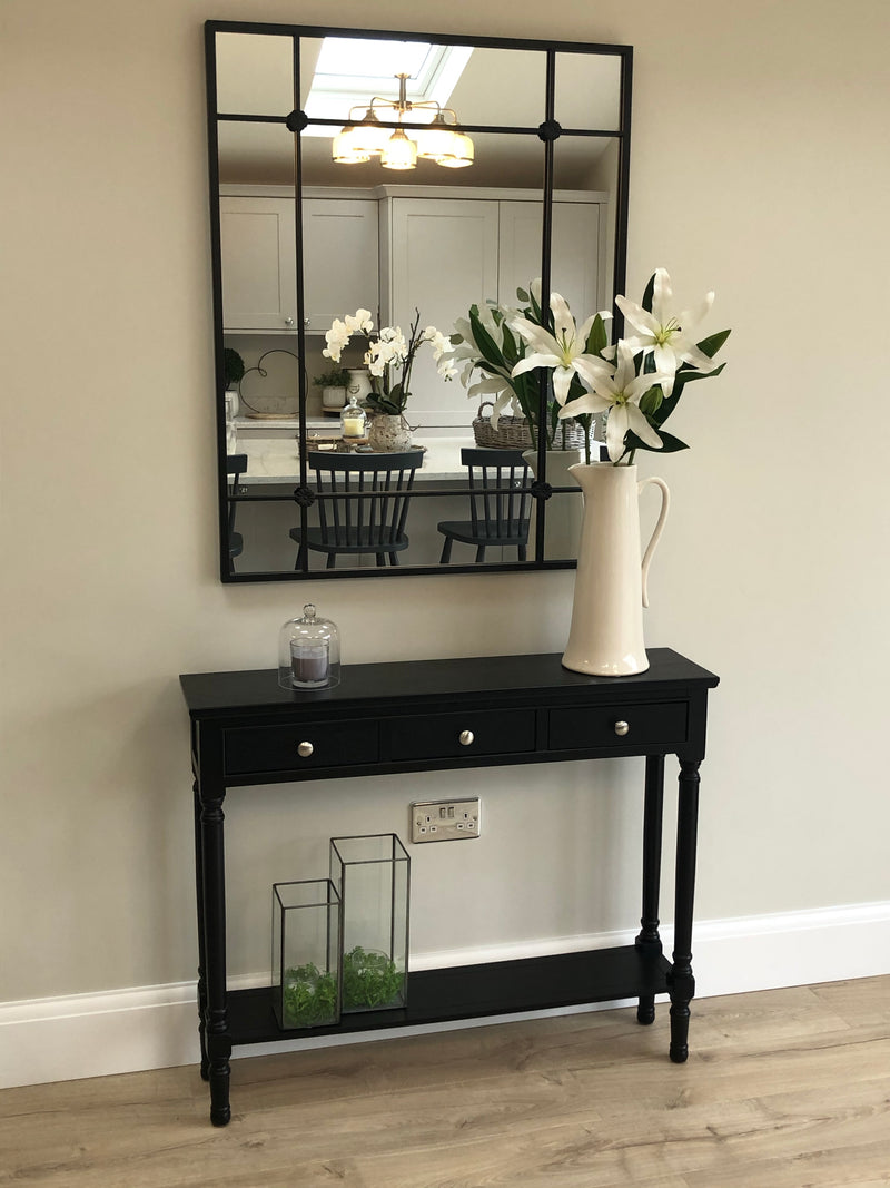 Black slim console table