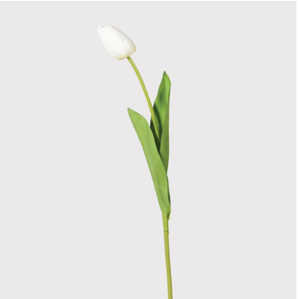White tulip bud stem real look single stem spray