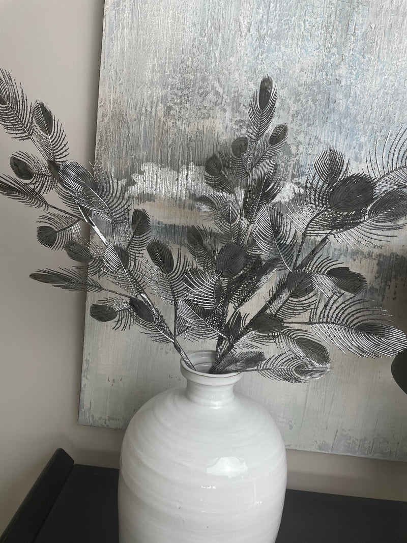 Parlane silver Peacock spray stem