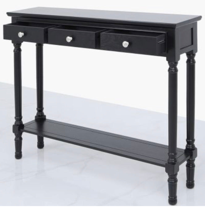 Black slim console table