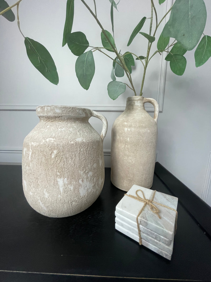 Square marble two tone neutral coasters