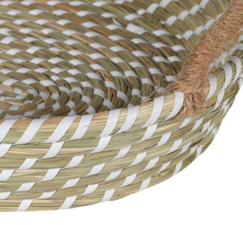 Woven oval Seagrass tray with handles