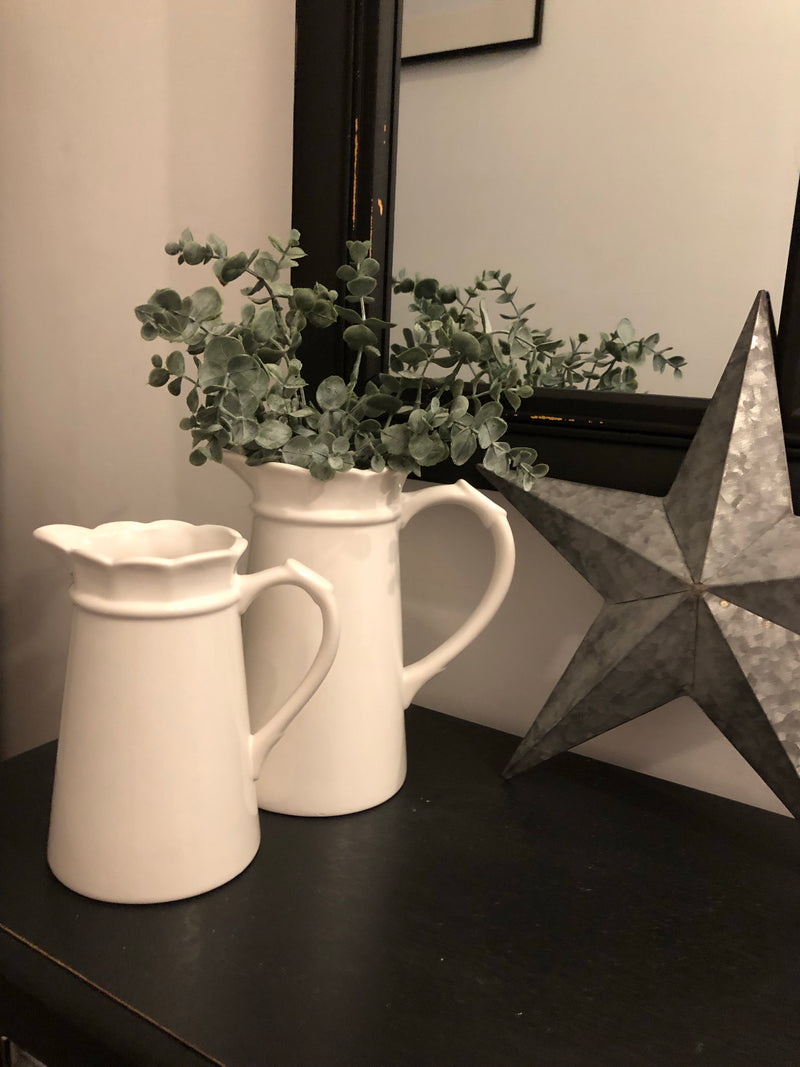 White Porcelain ceramic Jug scallop top 3 sizes