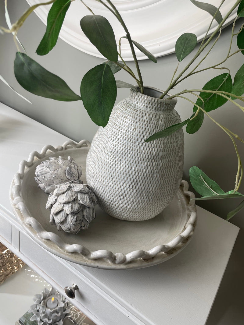 White woven textured vase