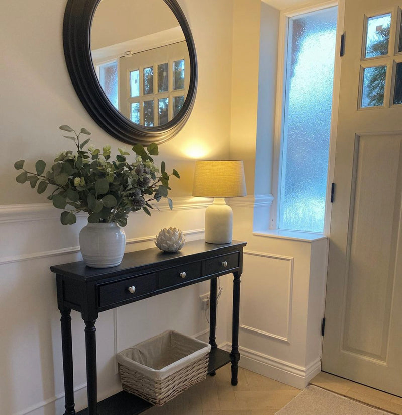 Black slim console table