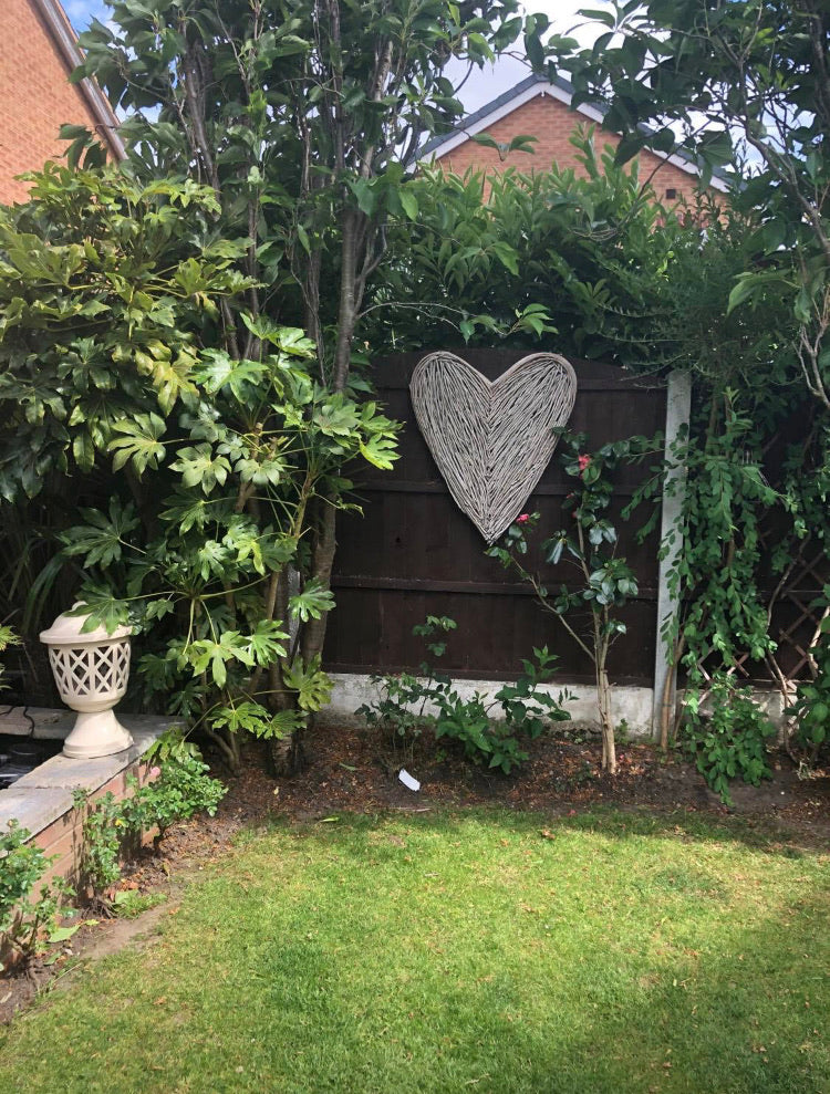 Large Grey Wash Wicker woven twig Heart