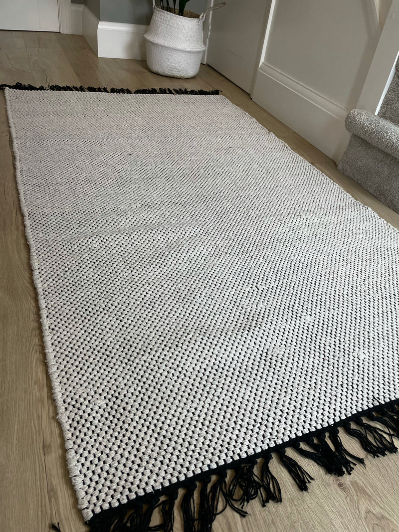 Black and white jute rug runner 90x150
