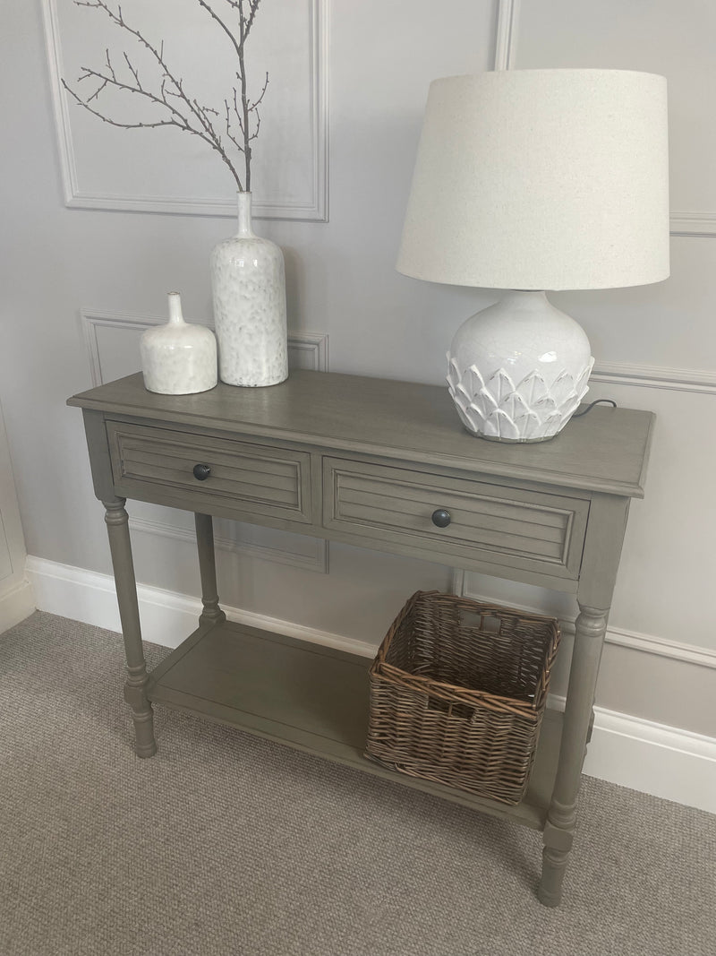 Taupe two drawer console