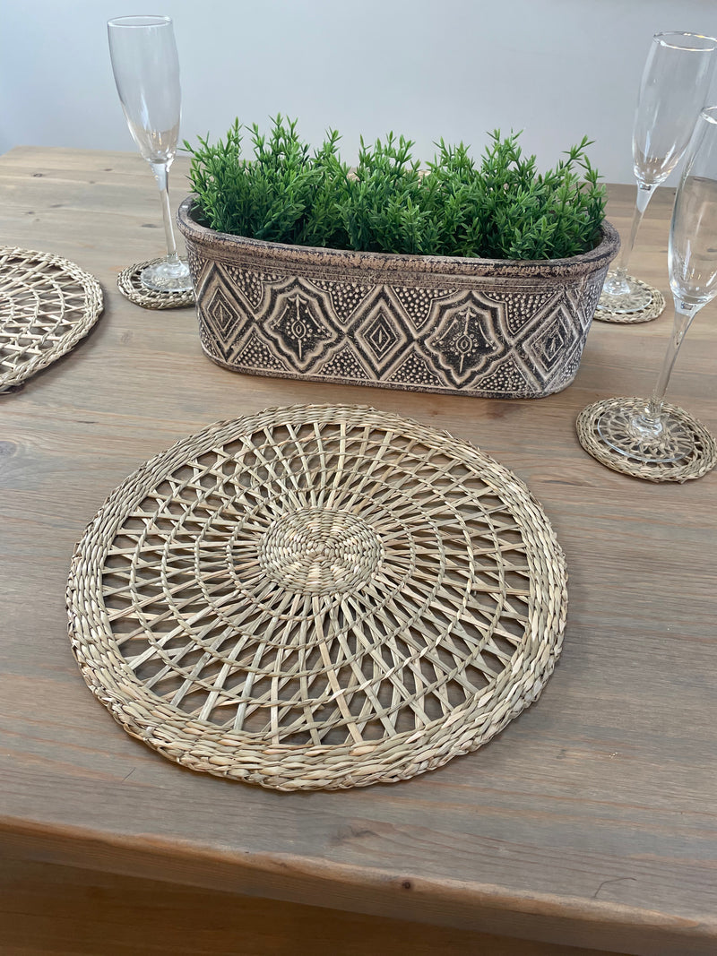 Seagrass Weave woven Round Placemats Set Of 4