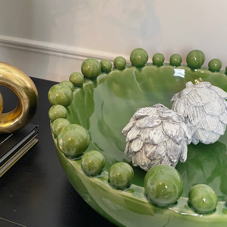 Green chunky ceramic bobble bowl