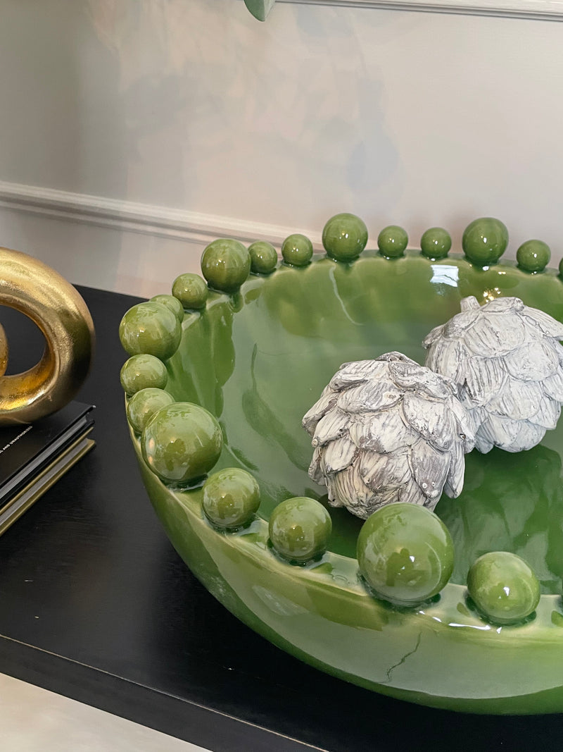 Green chunky ceramic bobble bowl