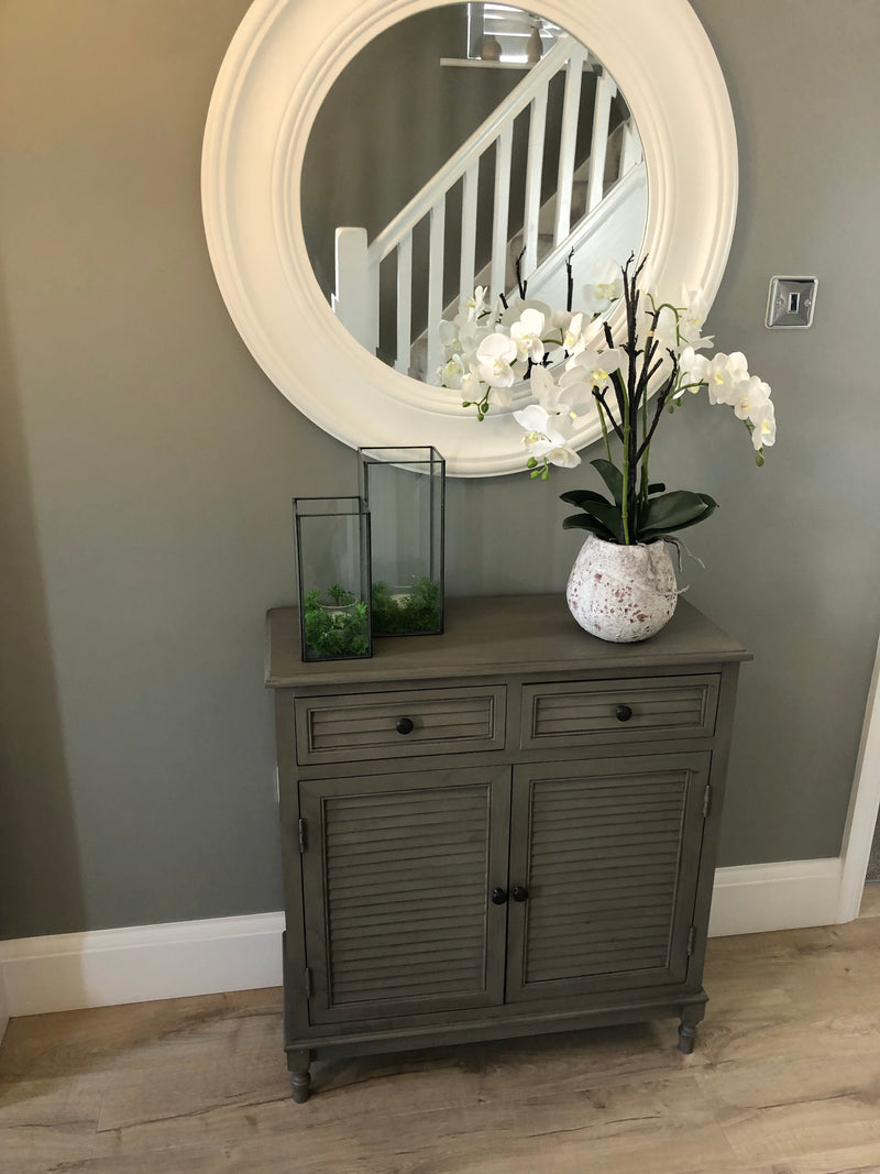 Taupe Louvre 2 door drawer cupboard sideboard