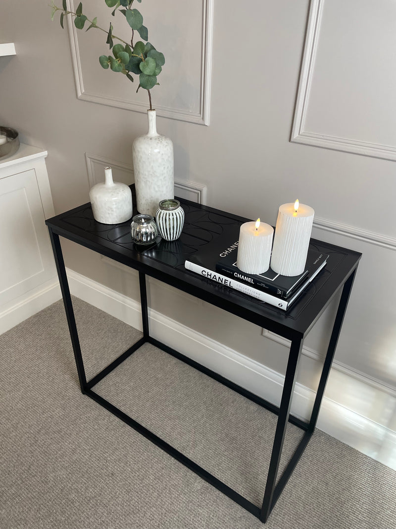 Black Metal Embossed Console Table
