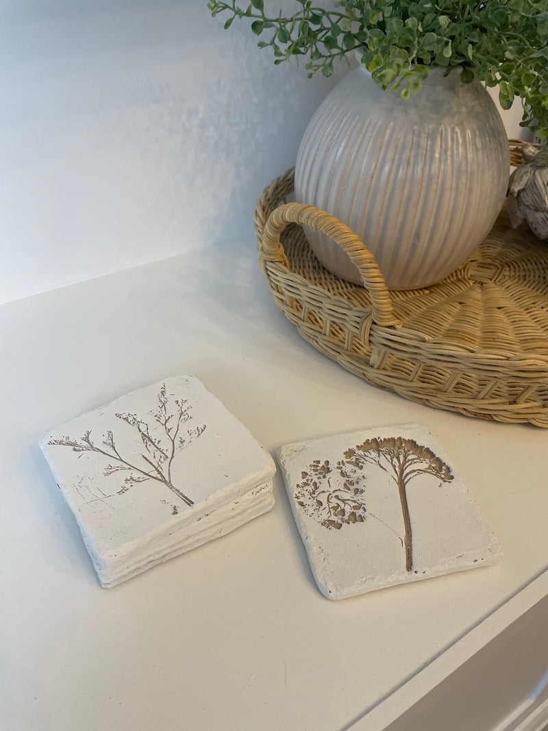Set of 4 Flower Imprint Coaster