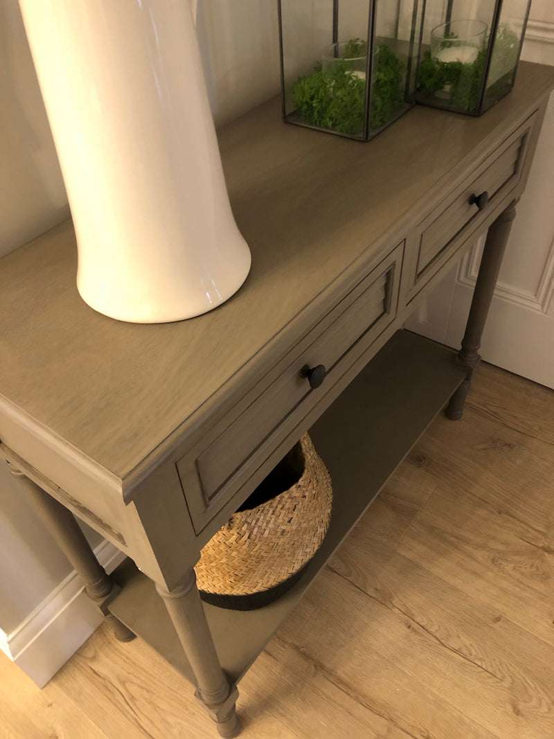 Taupe two drawer console